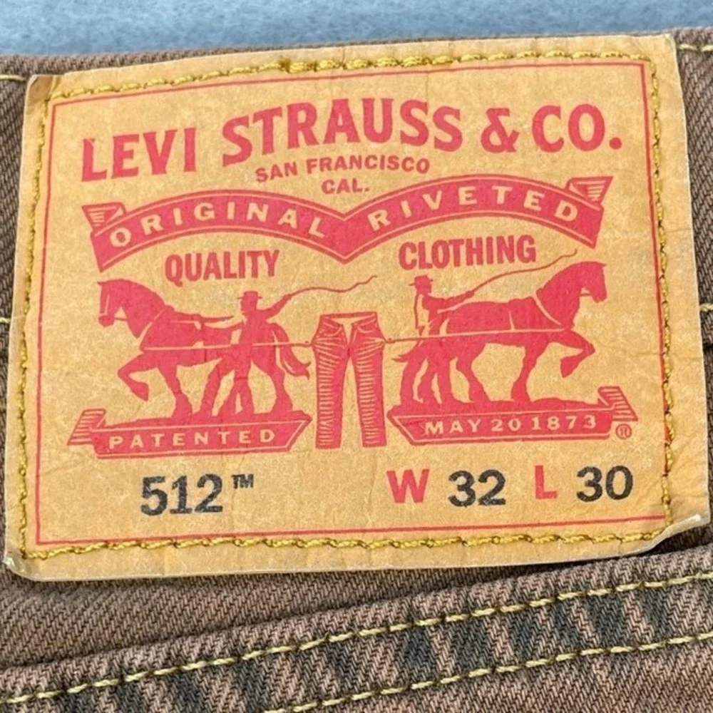 Levi's Brown 512 Slim Taper Raw Hem Jeans Mens 32x30